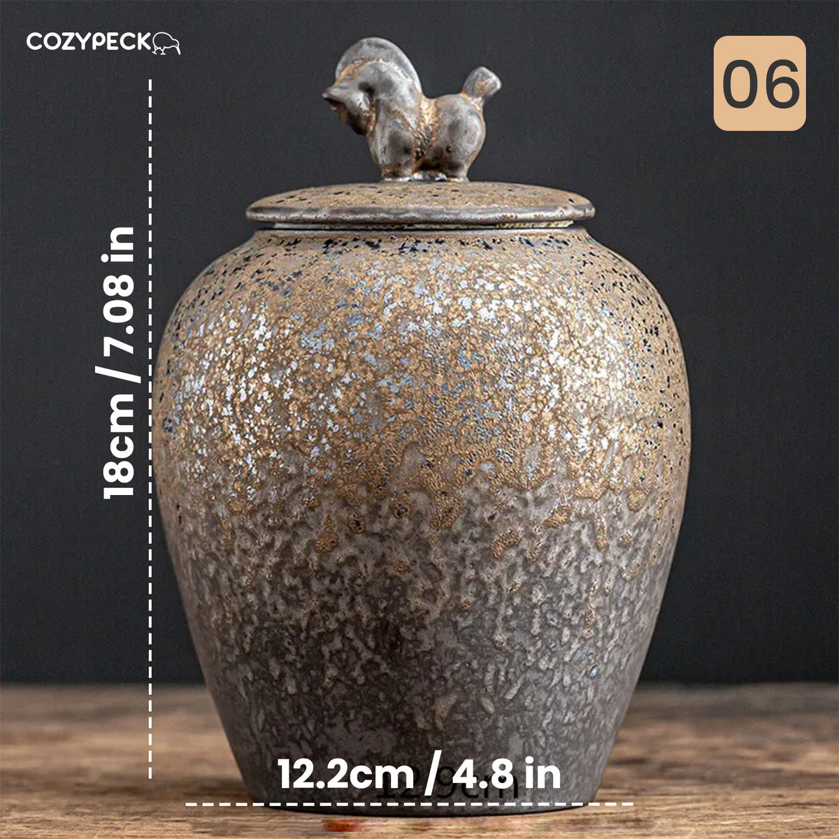 Rustic Ceramic Airtight Food & Tea Jar - Decorative Jar