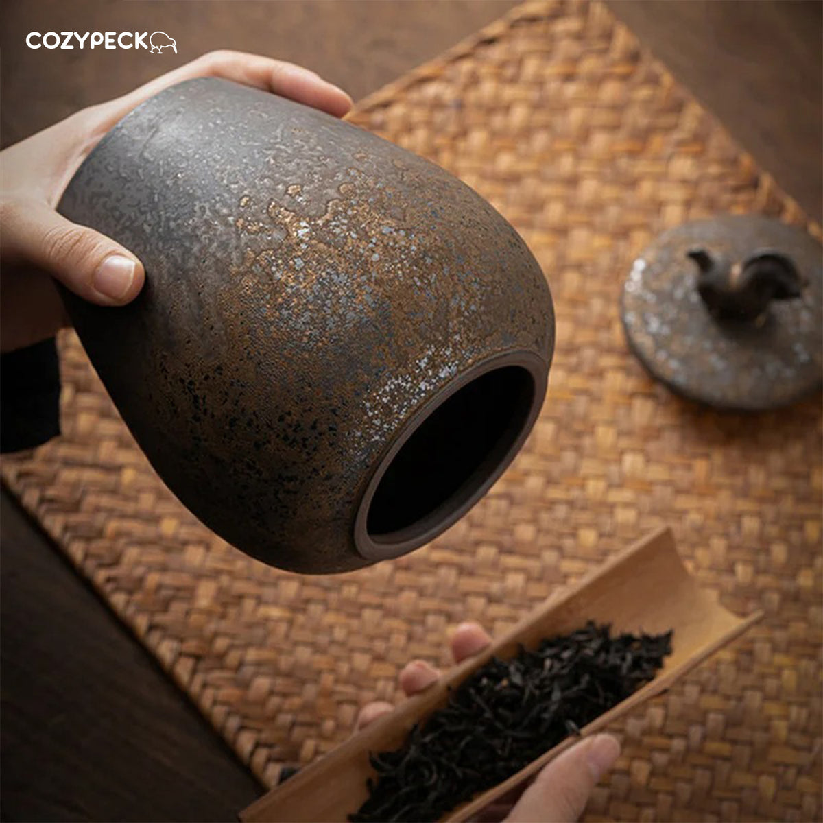 Rustic Ceramic Airtight Food & Tea Jar - Decorative Jar