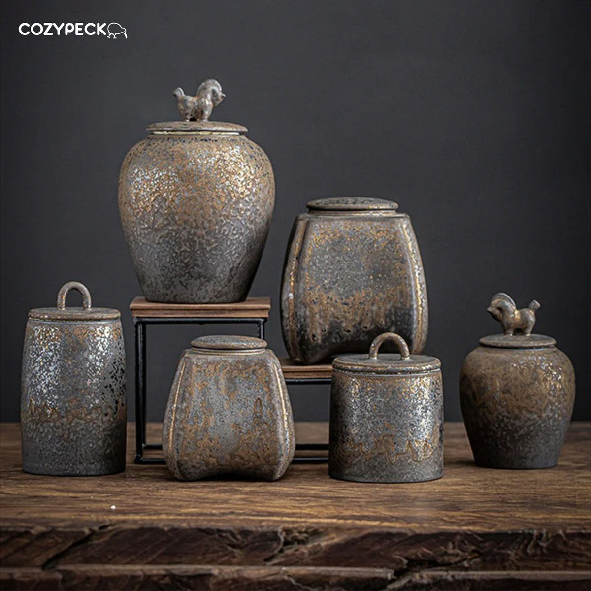 Rustic Ceramic Airtight Food & Tea Jar - Decorative Jar
