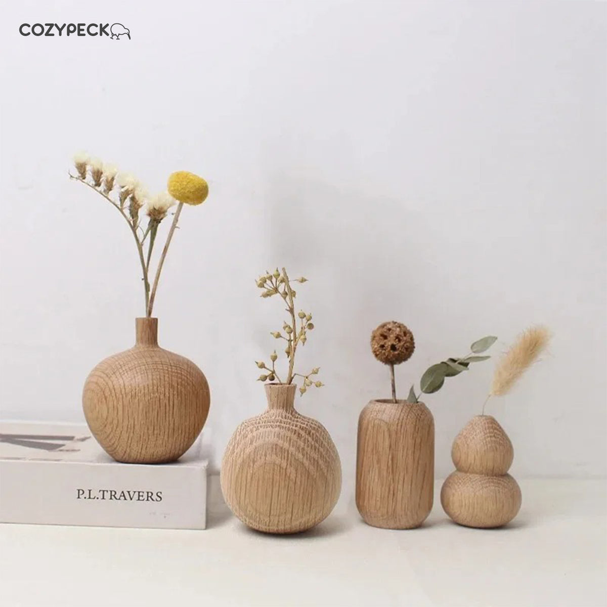 Japanese Wooden Vase for Flower Home Decor Pot