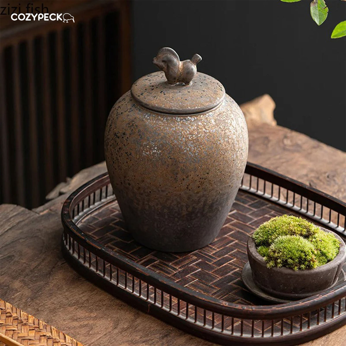Rustic Ceramic Airtight Food & Tea Jar - Decorative Jar