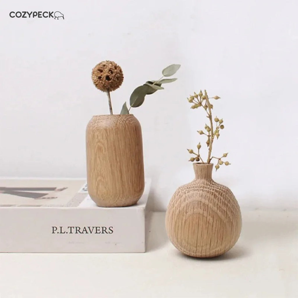 Japanese Wooden Vase for Flower Home Decor Pot