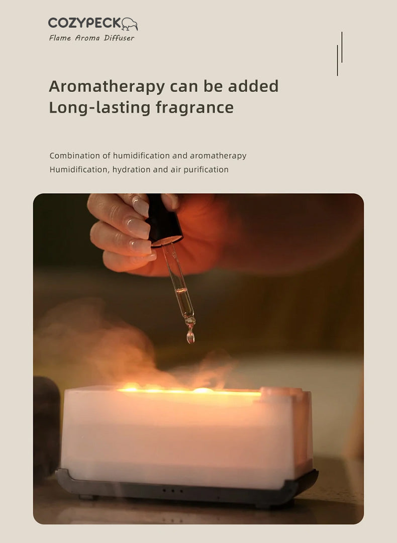 Ultrasonic Diffuser & Essential Oil Humidifier with Flame Effect