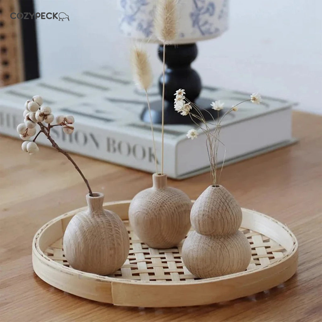 Japanese Wooden Vase for Flower Home Decor Pot