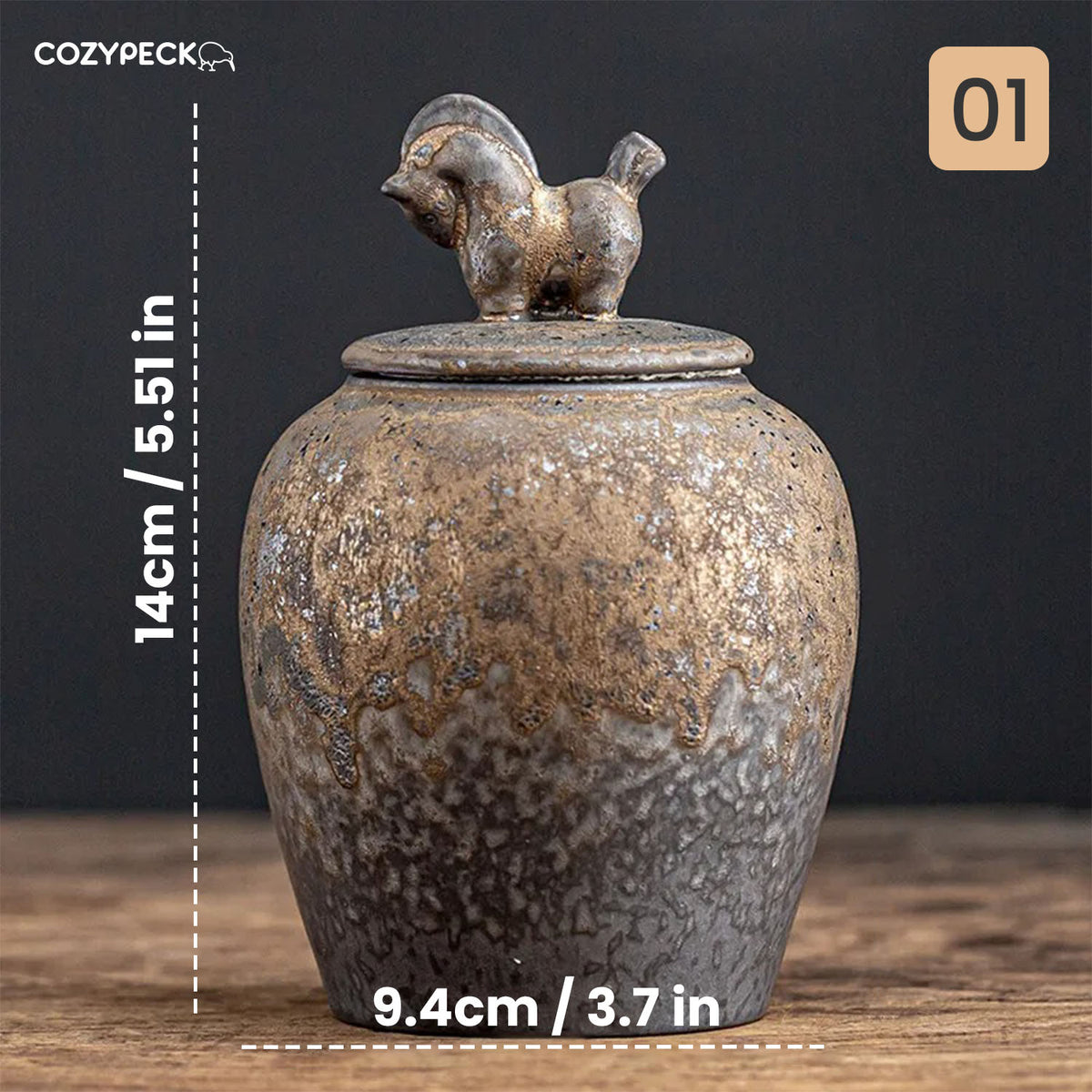 Rustic Ceramic Airtight Food & Tea Jar - Decorative Jar