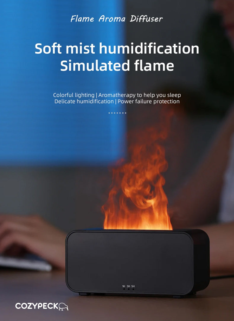Ultrasonic Diffuser & Essential Oil Humidifier with Flame Effect