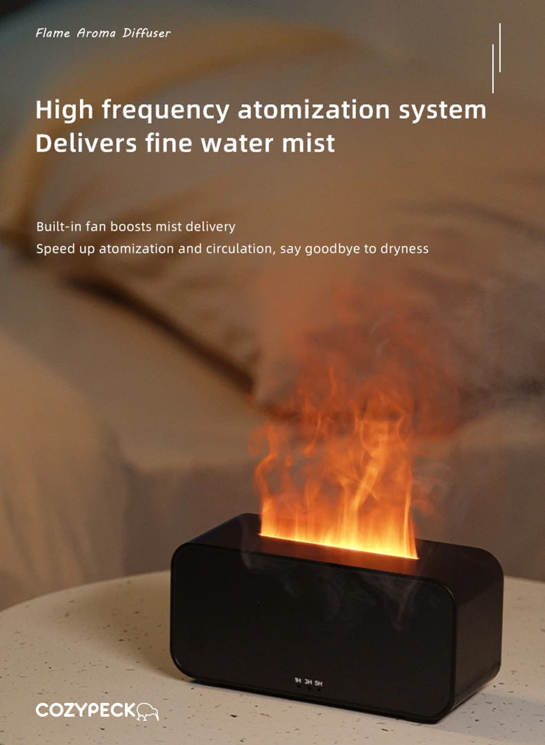Ultrasonic Diffuser & Essential Oil Humidifier with Flame Effect