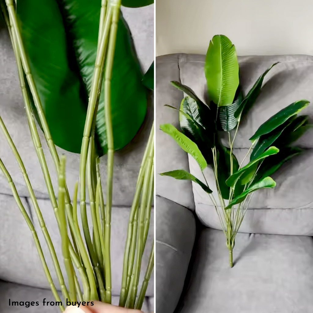 Artificial Tropical Banana Plant - Real Touch Fake Palm Tree Leaves for Home, Office & Party Decor (Pot Not Included)
