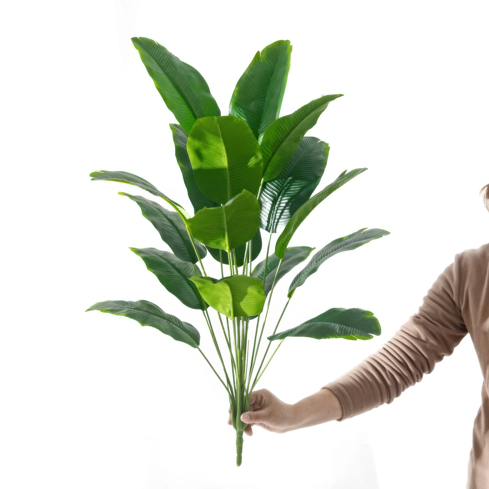 Artificial Tropical Banana Plant - Real Touch Fake Palm Tree Leaves for Home, Office & Party Decor (Pot Not Included)